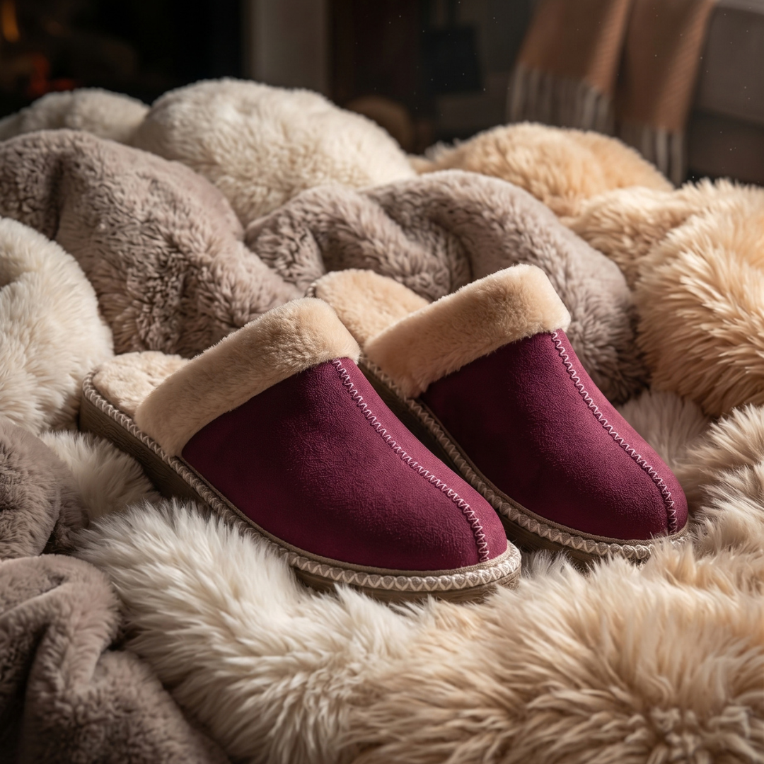 Warm cozy burgundy Trefir slippers